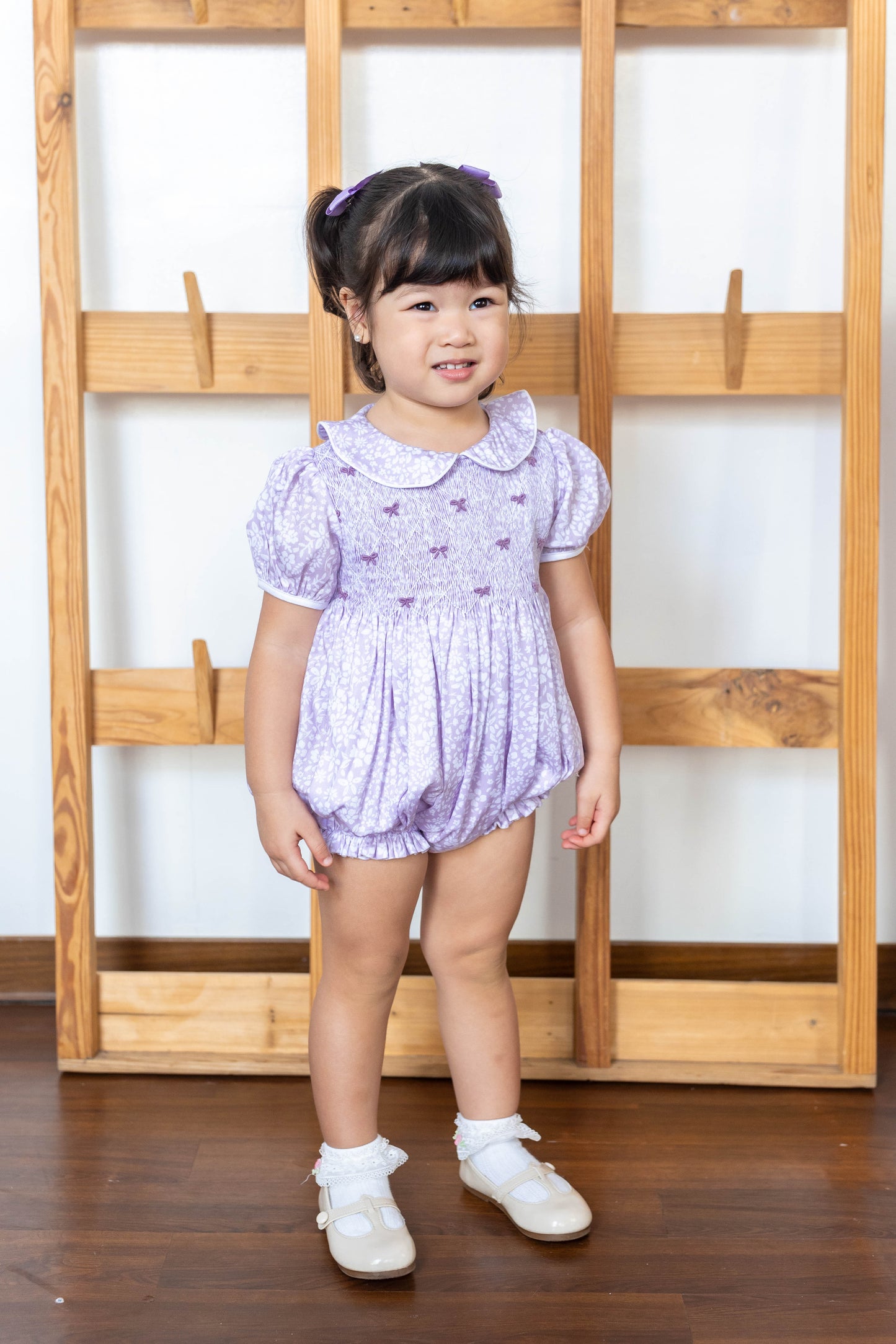 Lavender Floral Smocked Bubble