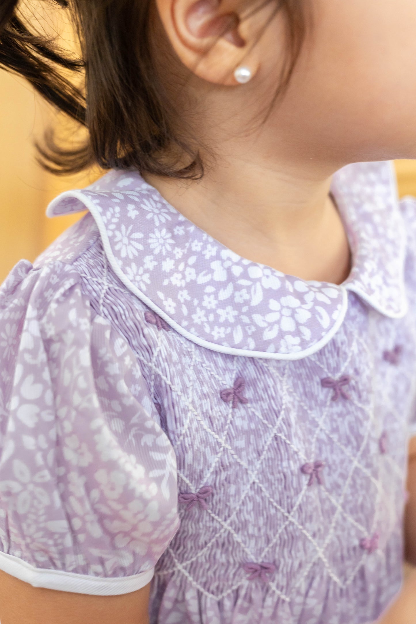 Lavender Floral Smocked Bubble