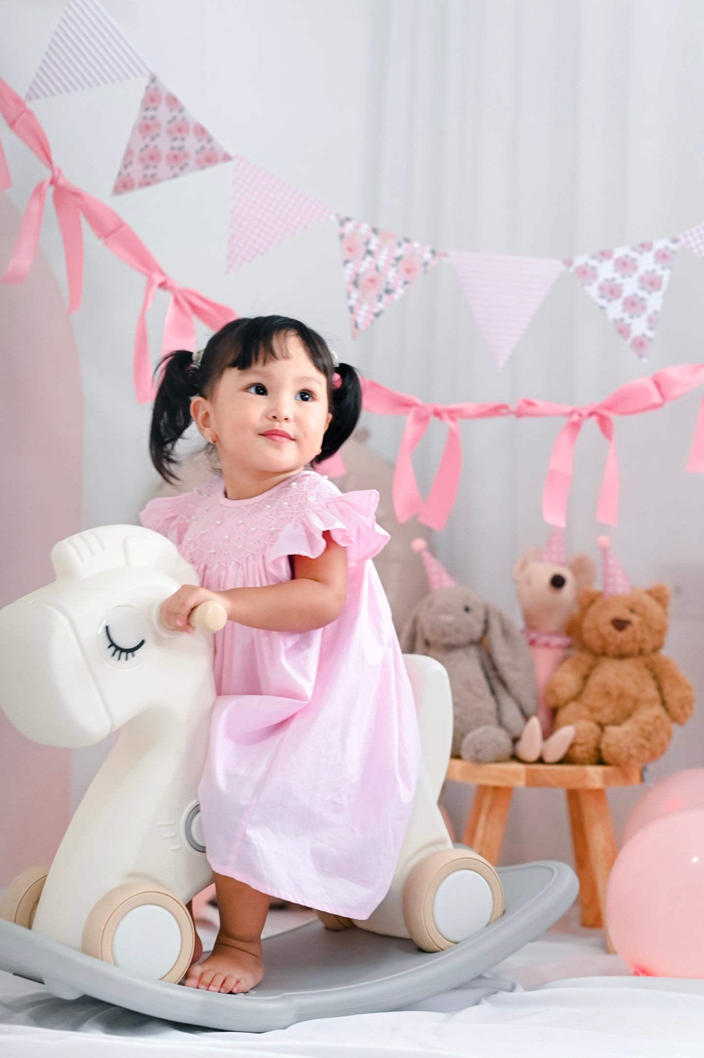 Pink Pearl Smocked Dress