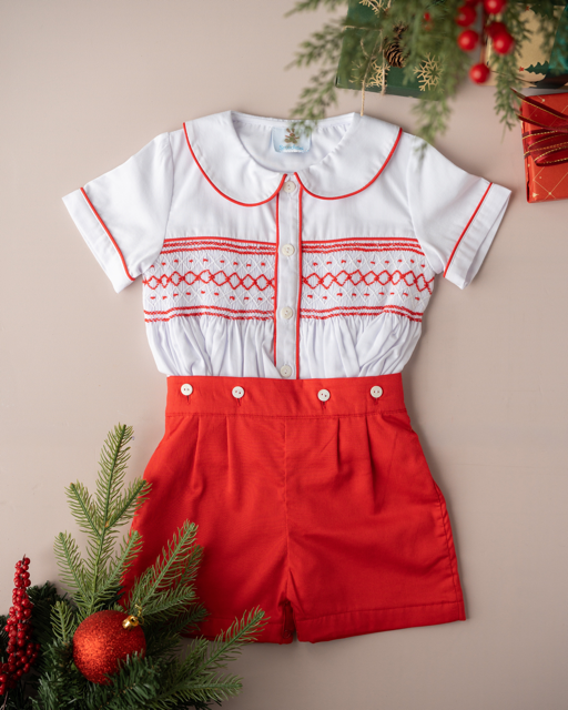 Red Wesley Smocked Set