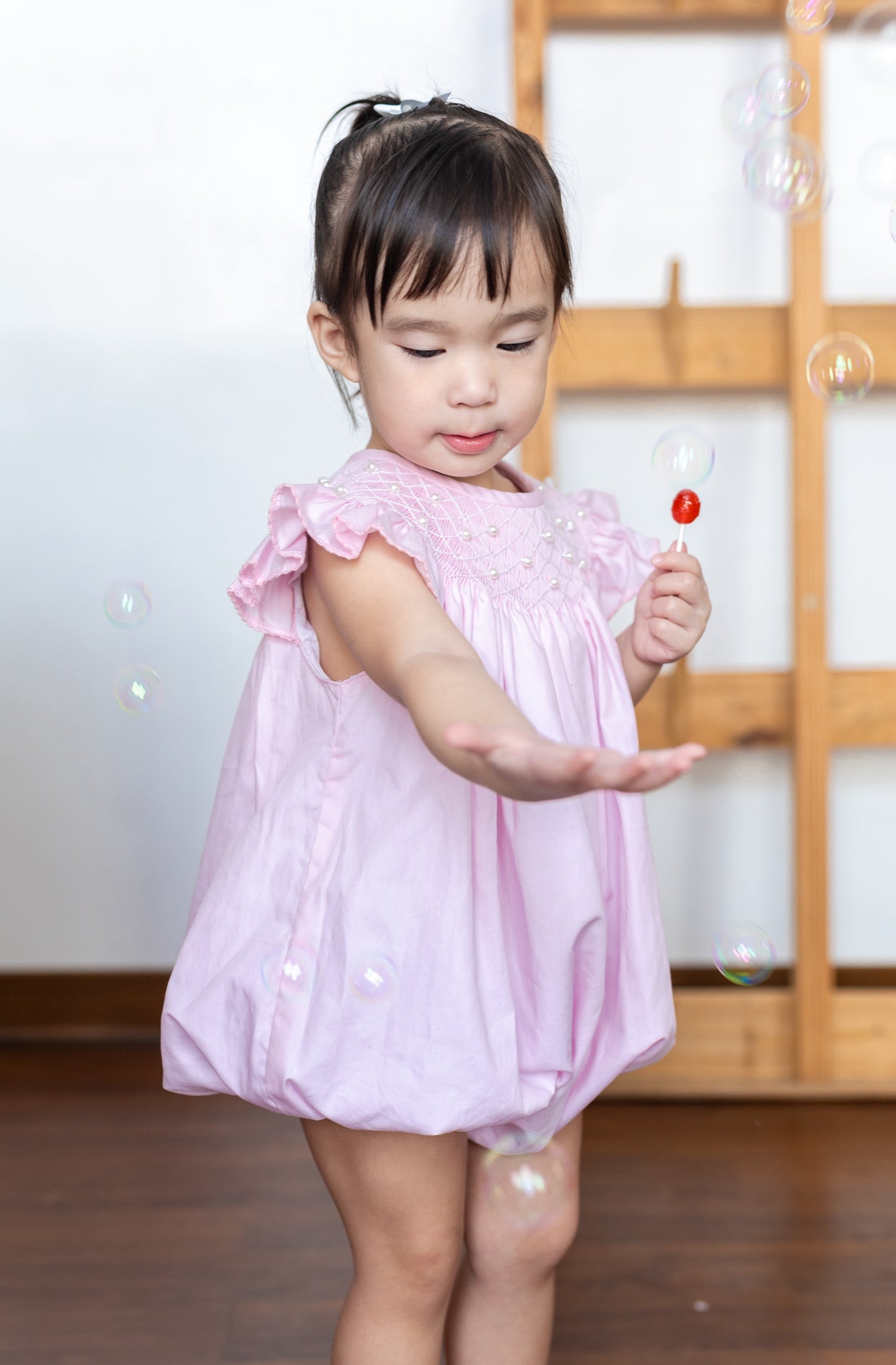 Pink Pearl Smocked Bubble