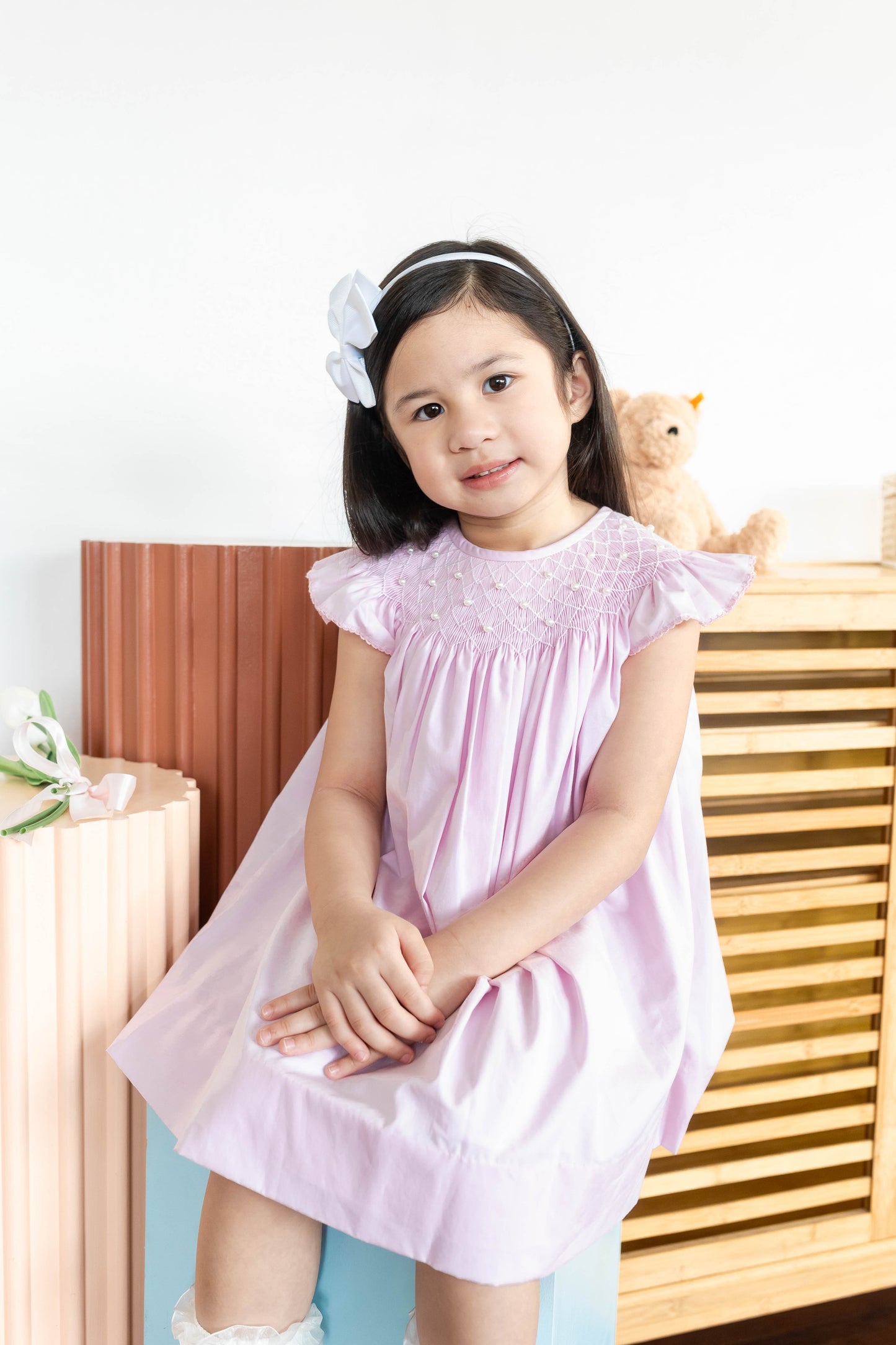 Pink Pearl Smocked Dress