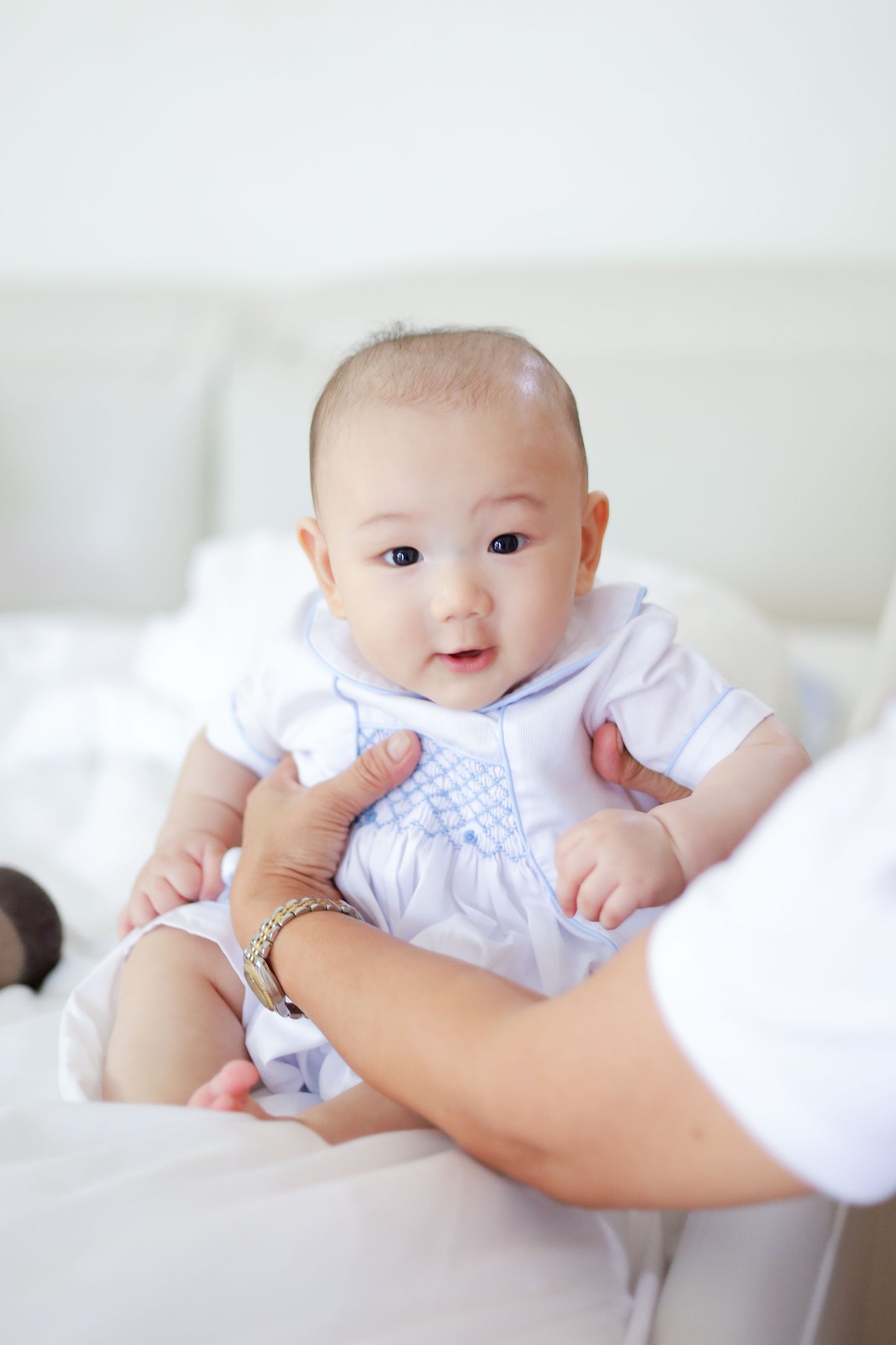 Sebastian Christening Smocked Romper