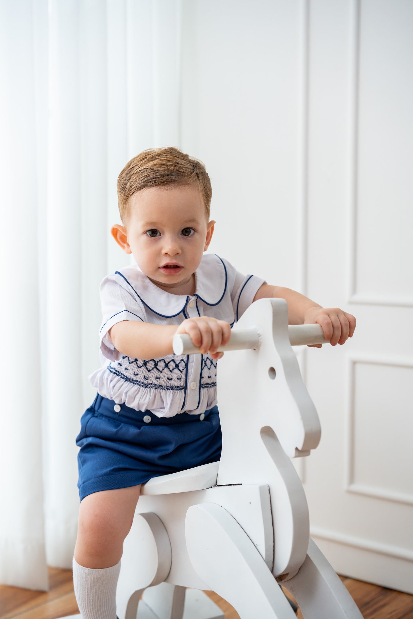 Navy Wesley Smocked Set
