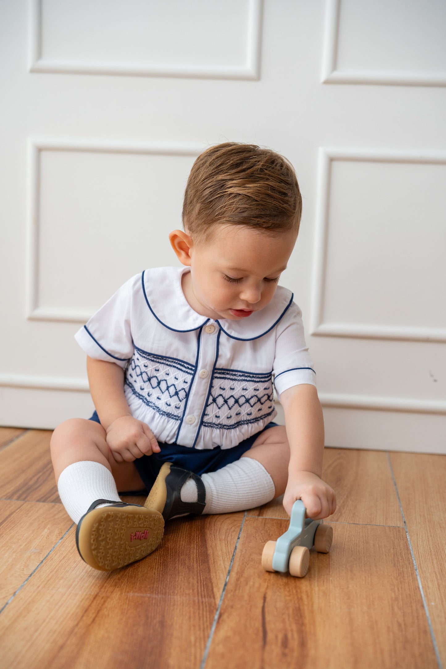 Navy Wesley Smocked Set
