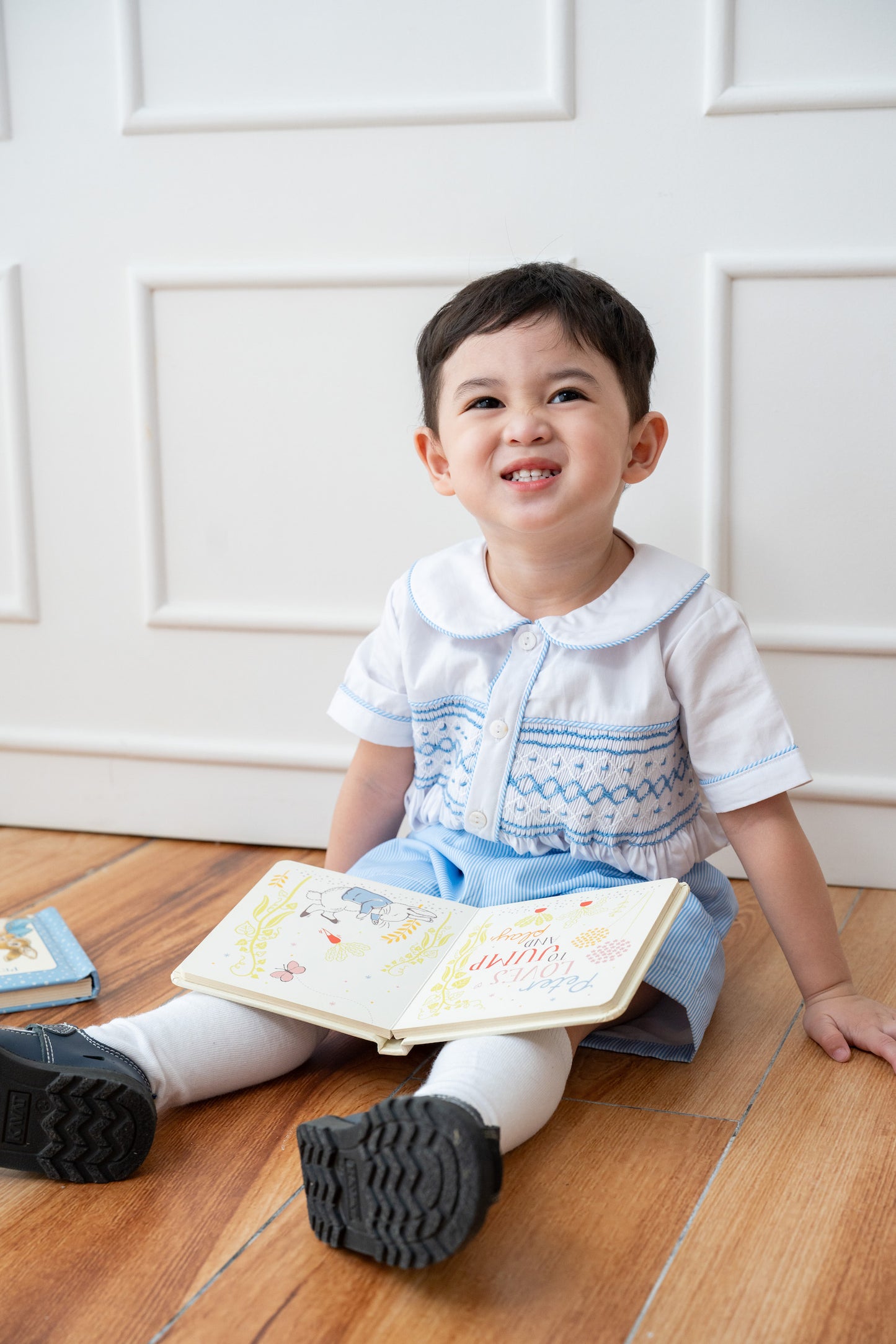 Bluebell Stripe Wesley Smocked Set