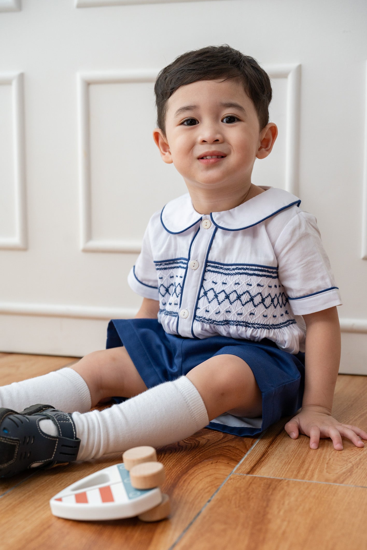 Navy Wesley Smocked Set