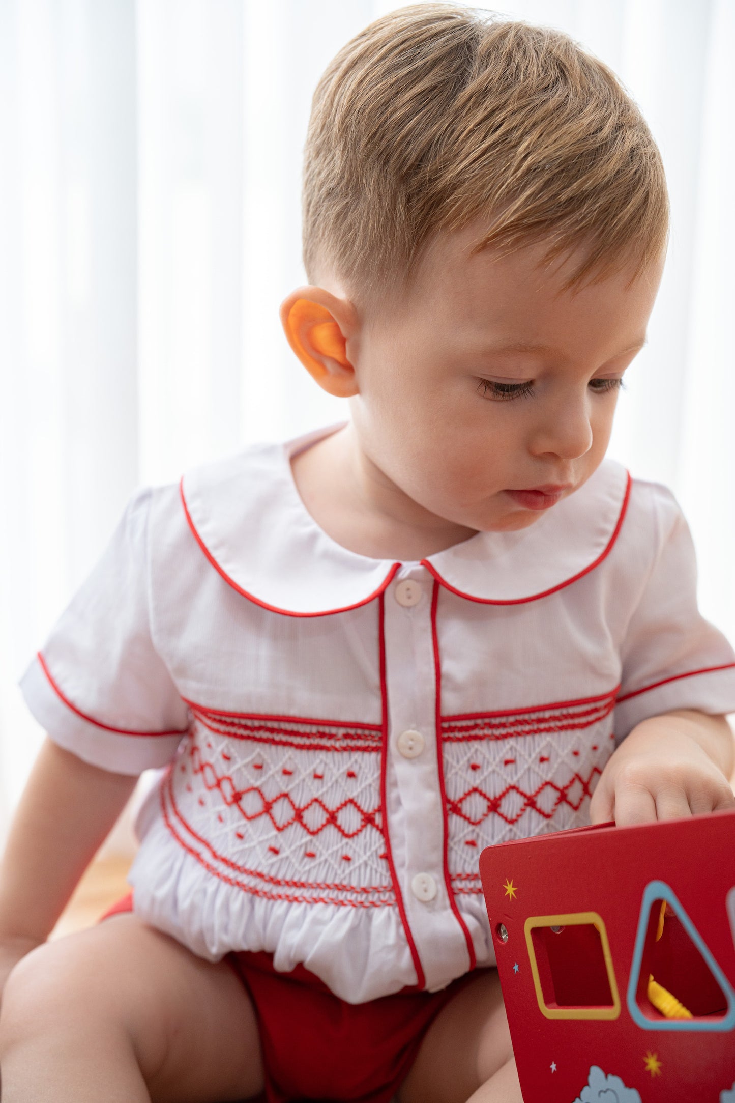 Red Wesley Smocked Set
