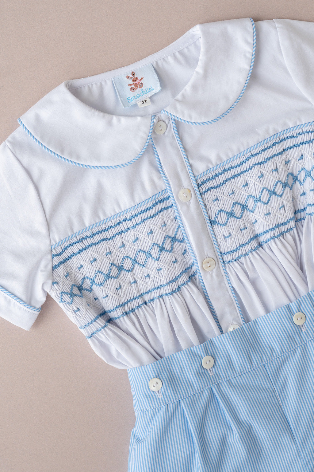Bluebell Stripe Wesley Smocked Set