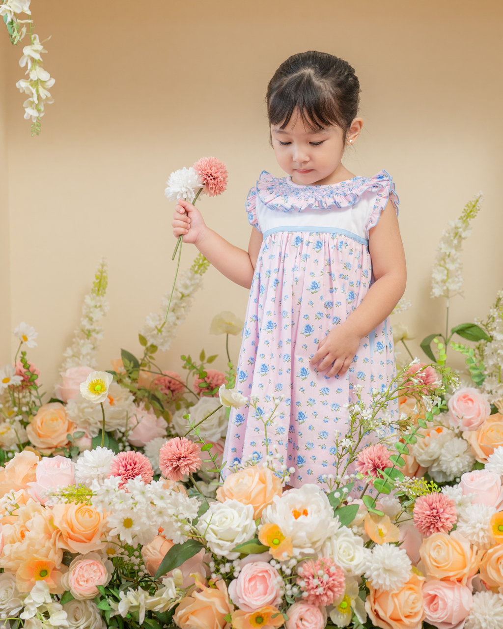 Pink Rosette Ruffle Dress