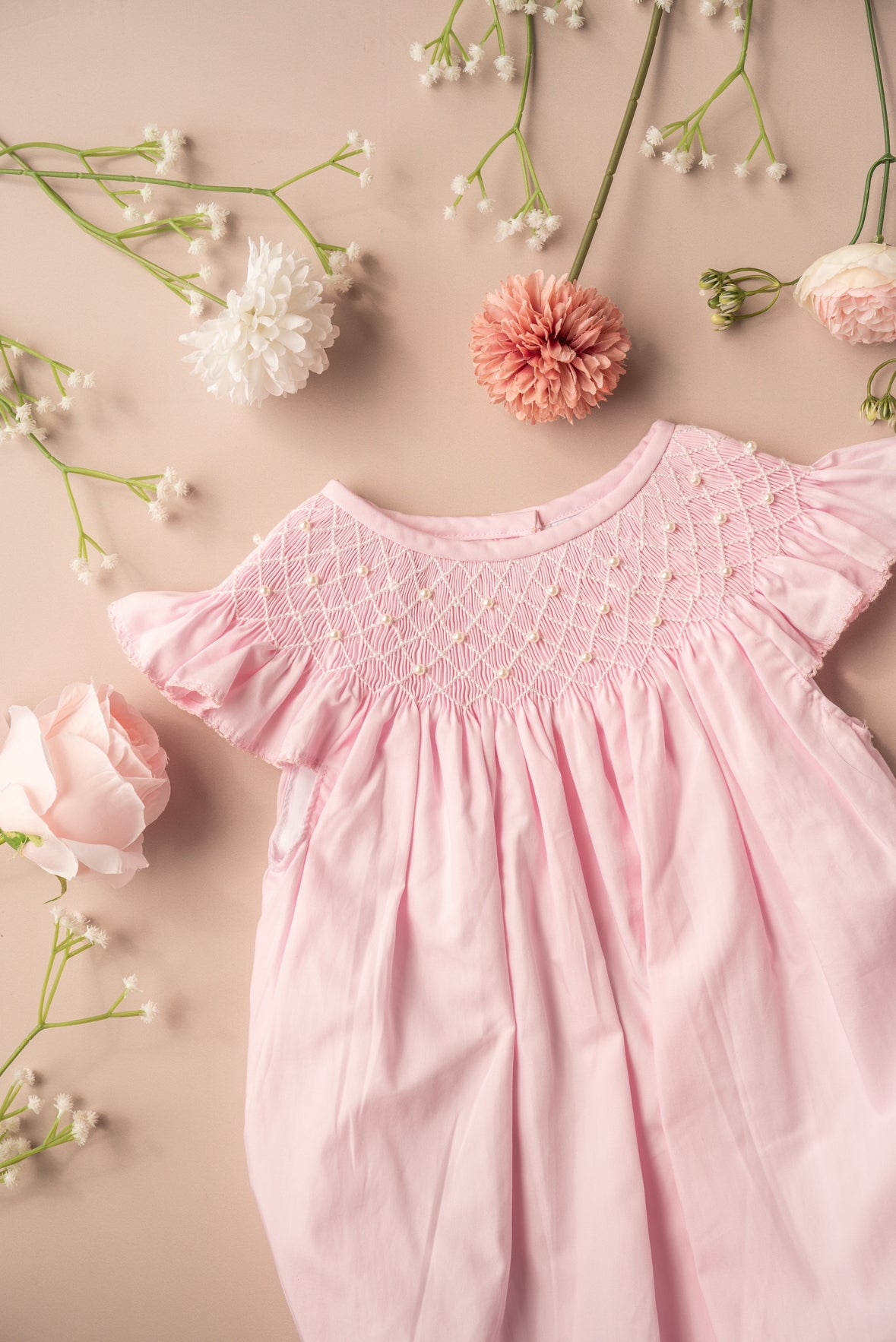 Pink Pearl Smocked Bubble