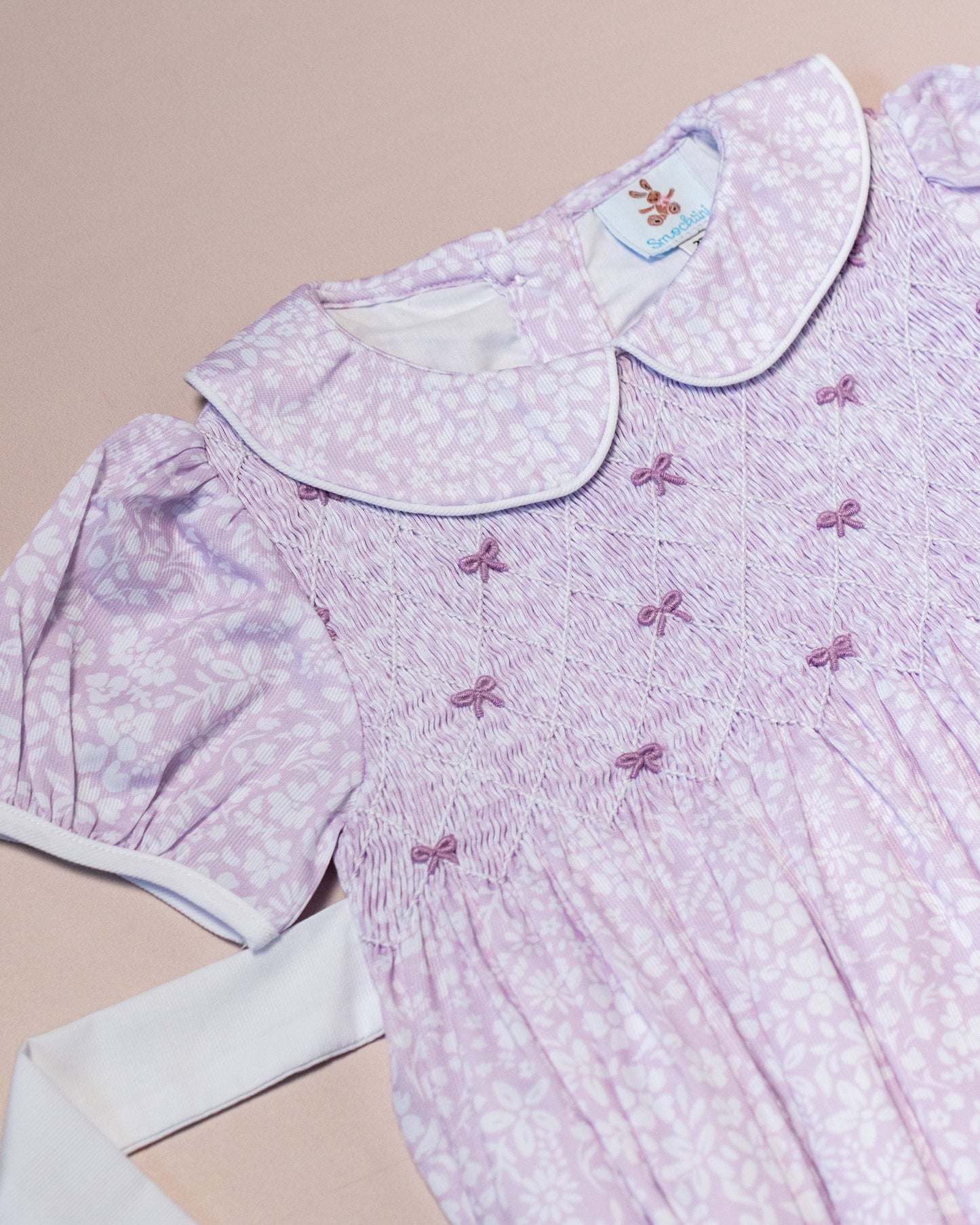 Lavender Floral Smocked Bubble