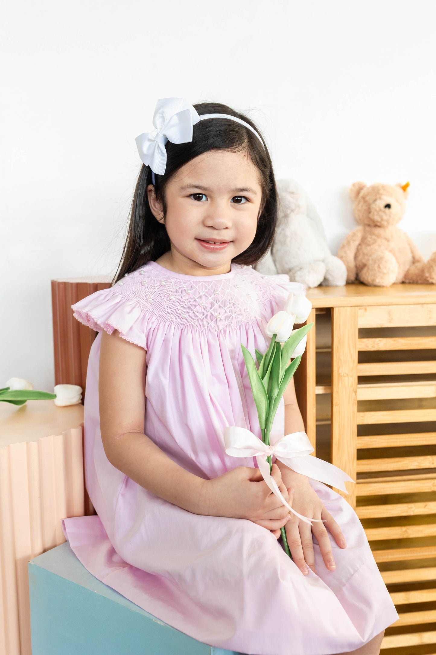 Pink Pearl Smocked Dress