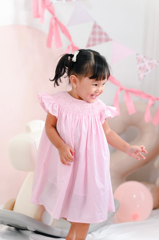 Pink Pearl Smocked Dress