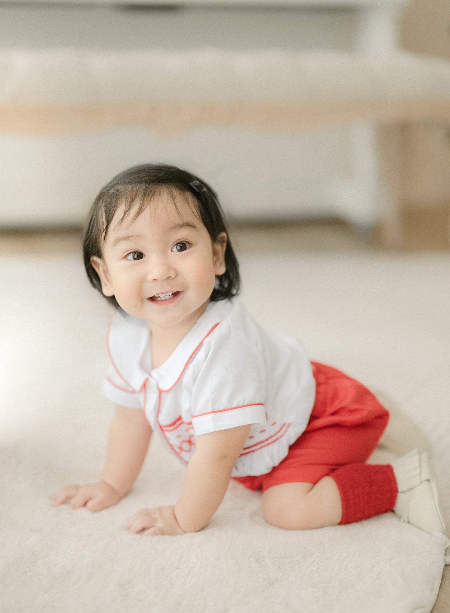 Red Wesley Smocked Set