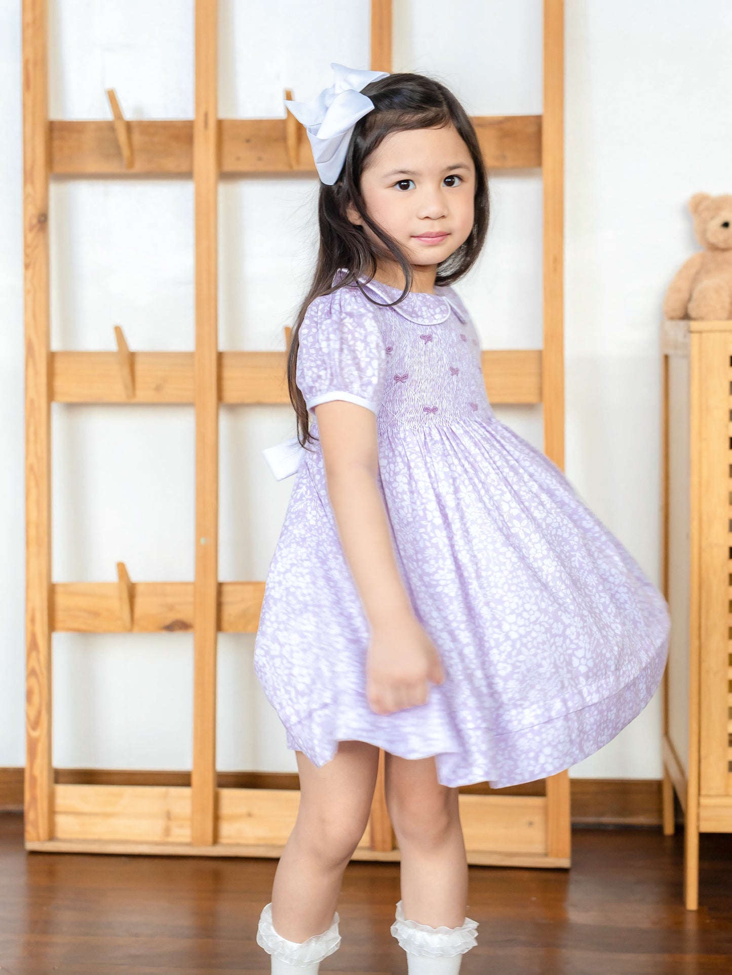 Lavender Floral Smocked Dress