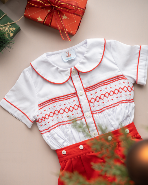 Red Wesley Smocked Set