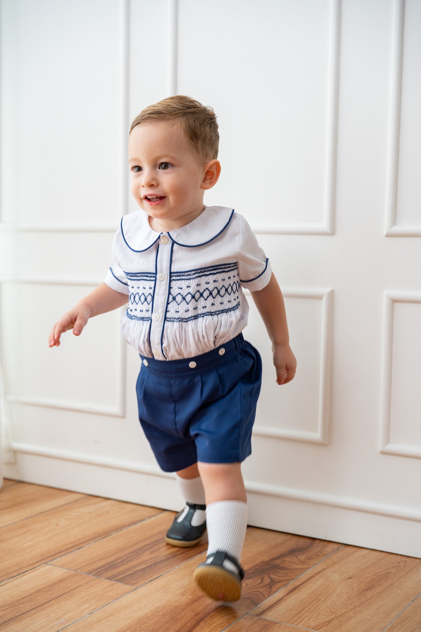 Navy Wesley Smocked Set