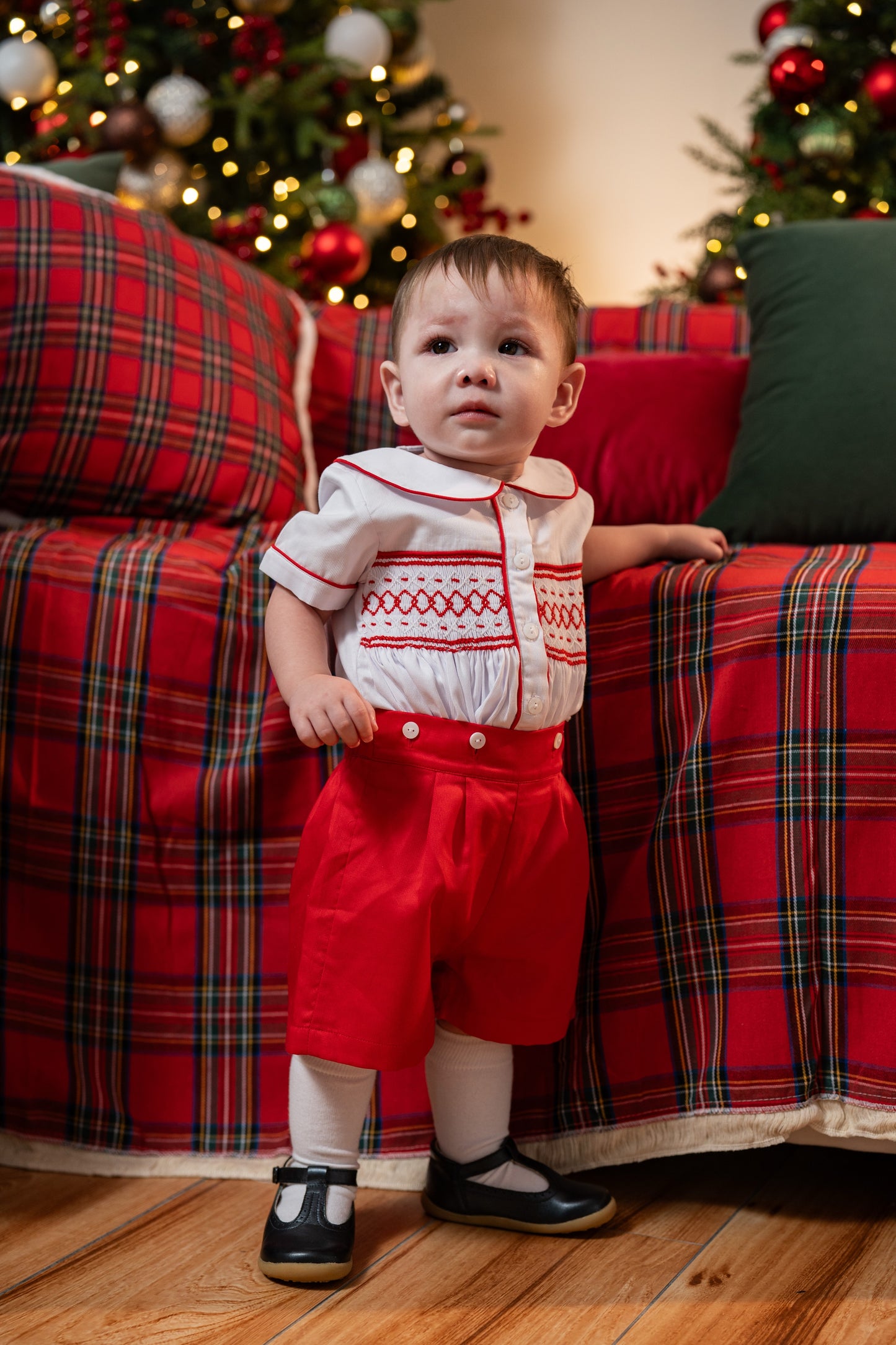 Red Wesley Smocked Set