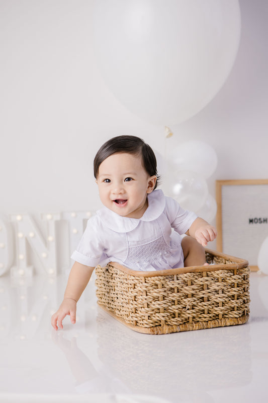 James Christening Smocked Romper