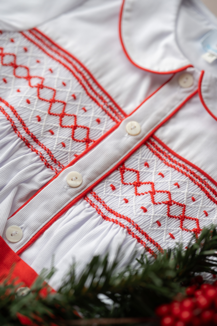 Red Wesley Smocked Set