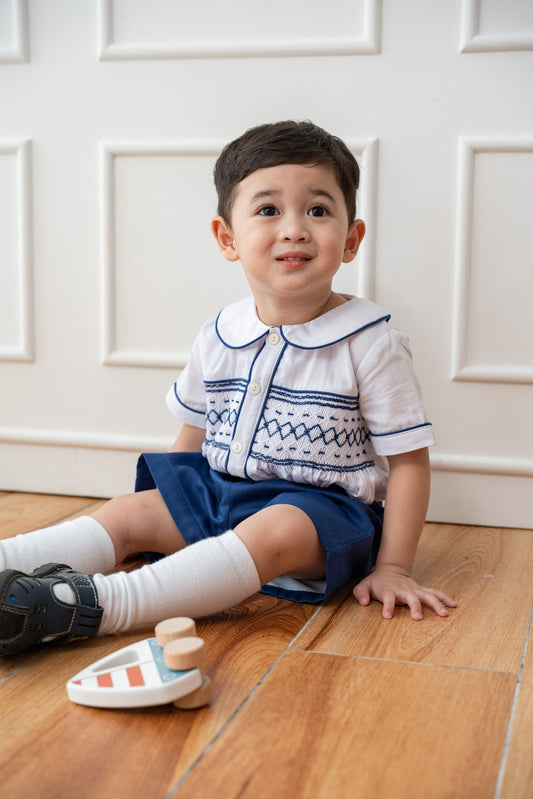 Navy Wesley Smocked Set