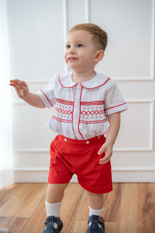 Red Wesley Smocked Set