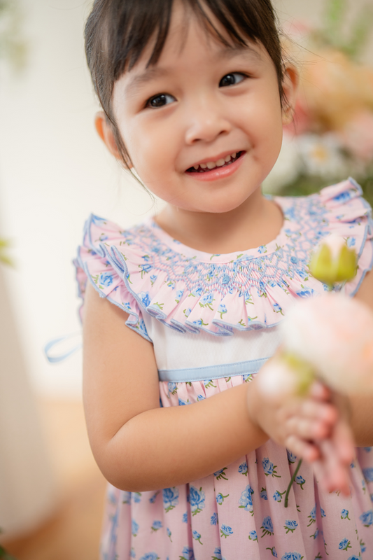 Pink Rosette Ruffle Dress