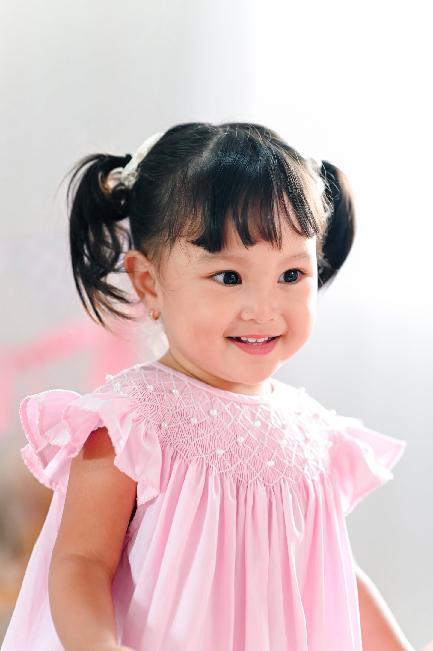 Pink Pearl Smocked Dress