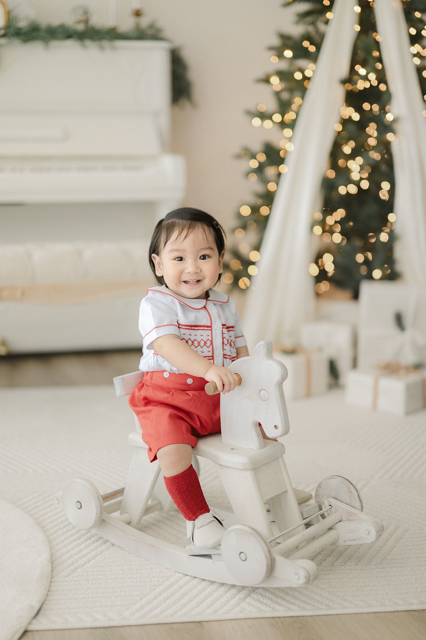 Red Wesley Smocked Set